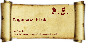 Mayerusz Elek névjegykártya